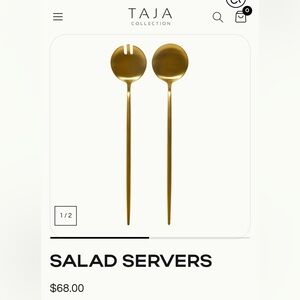 Gold Salad Serving Spoon and Fork Set